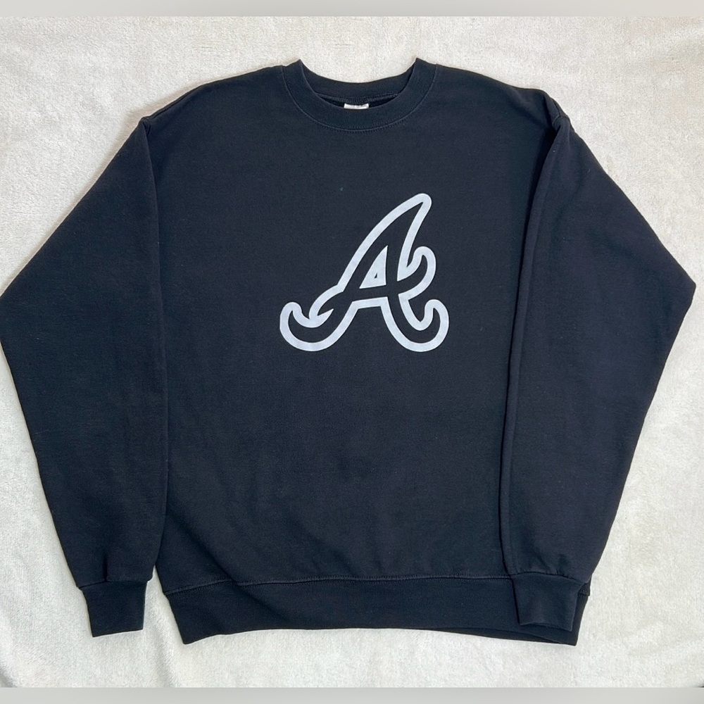 Hanes EcoSmart Atlanta Braves Black Sweatshirt Size M MLB Baseball